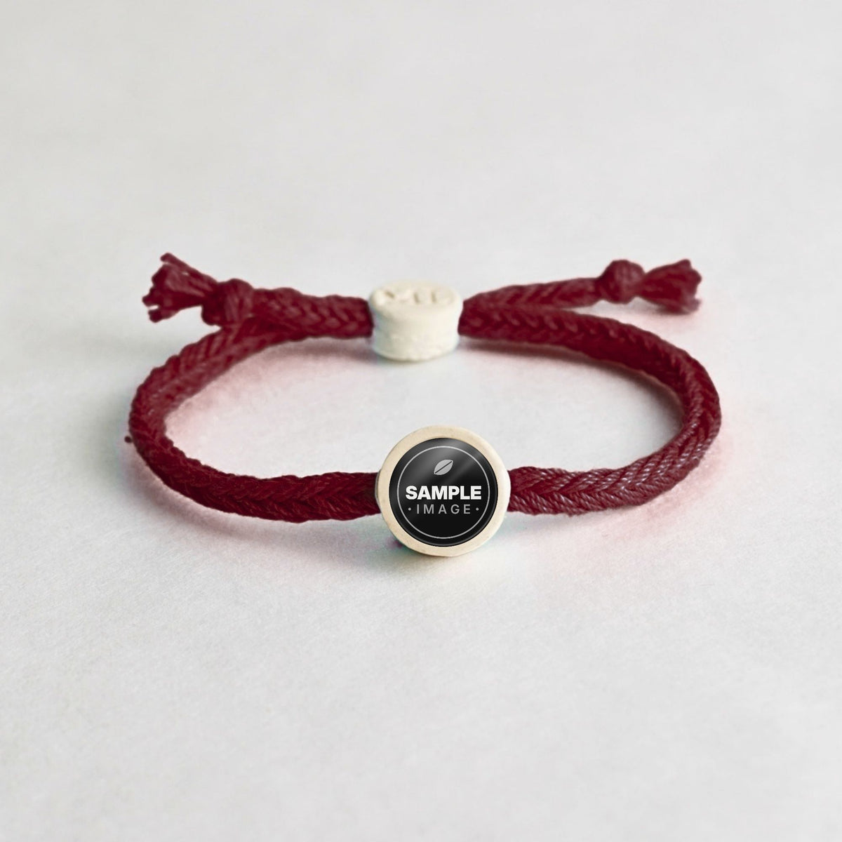 Tap-to-Phone Bracelets on Bold Weave - Cream Clay Circle