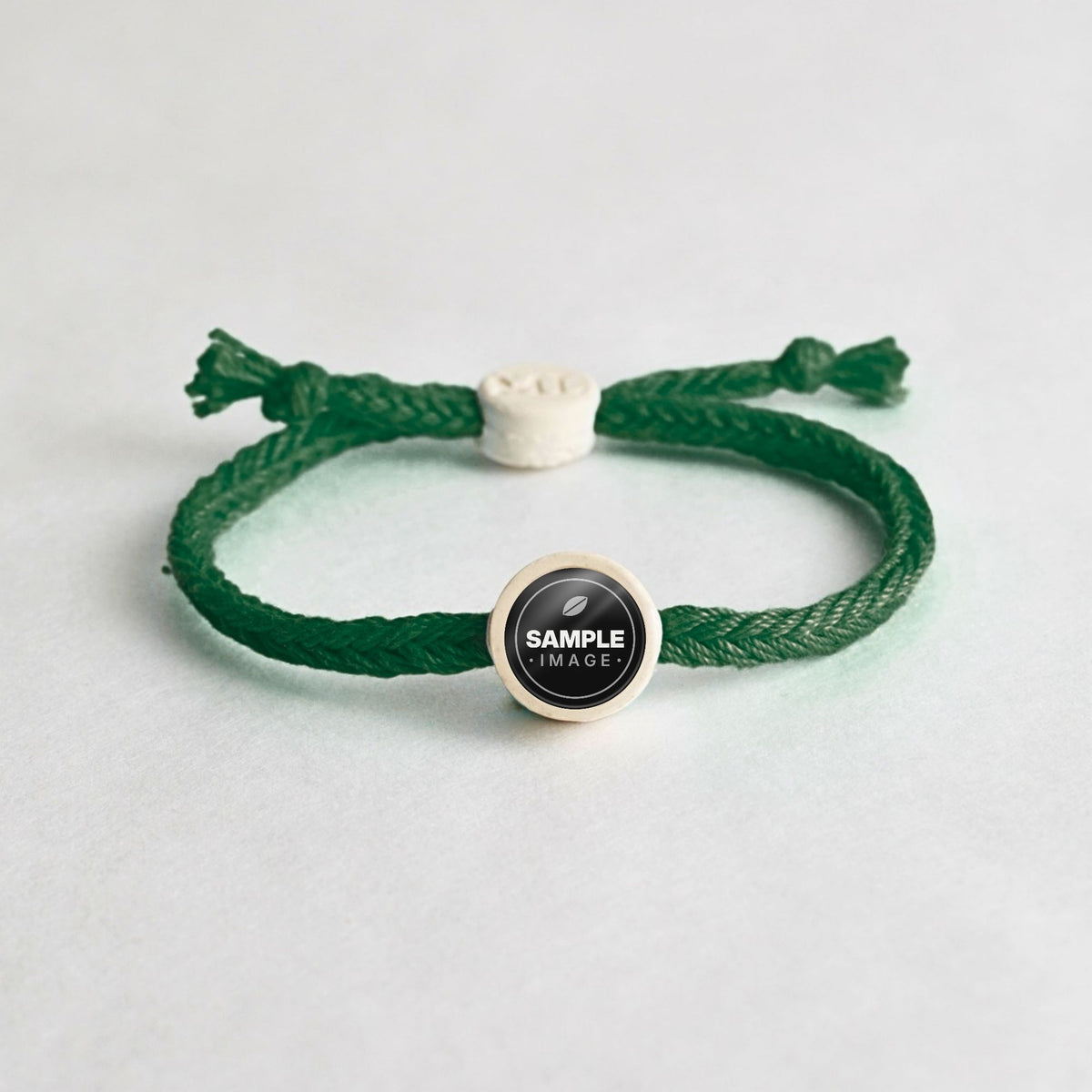 Tap-to-Phone Bracelets on Bold Weave - Cream Clay Circle