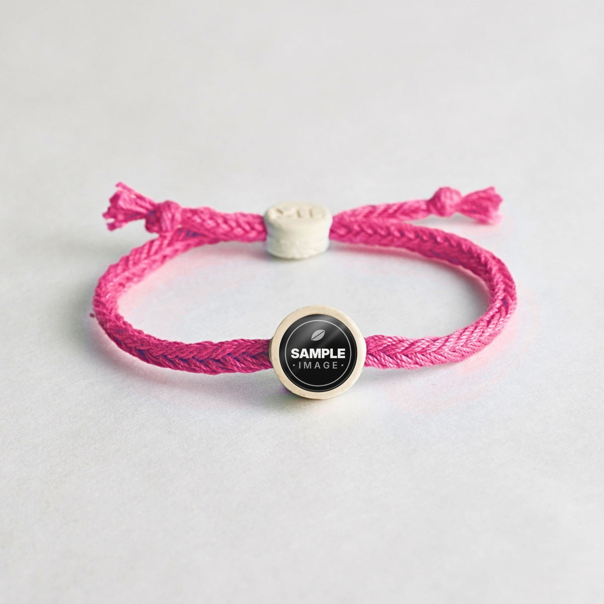 Tap-to-Phone Bracelets on Bold Weave - Cream Clay Circle