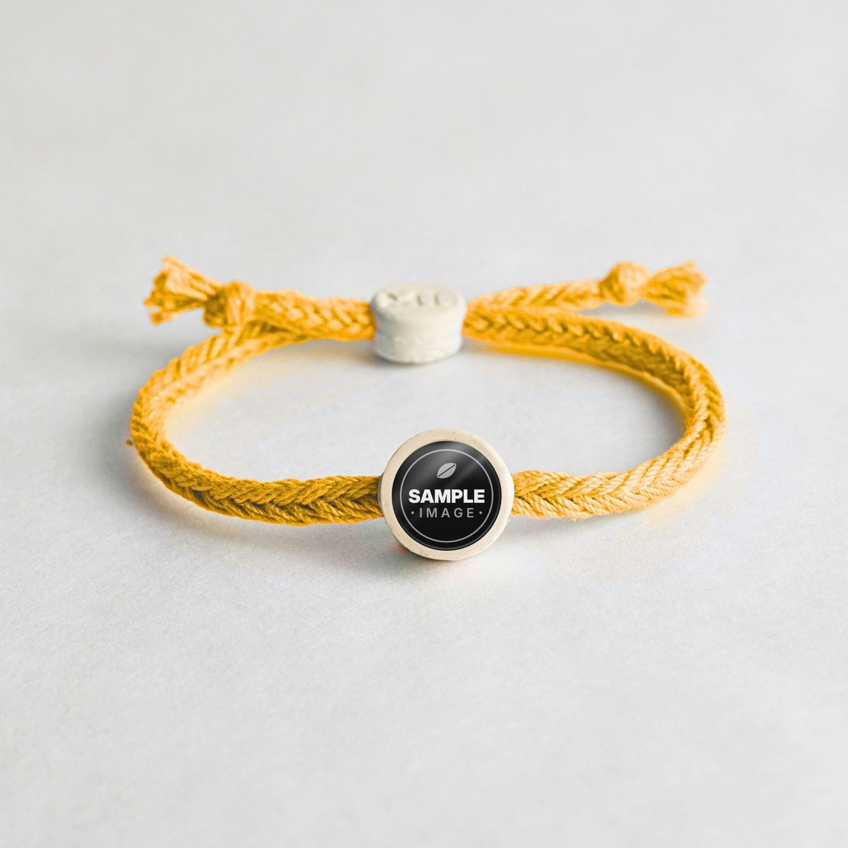 Tap-to-Phone Bracelets on Bold Weave - Cream Clay Circle