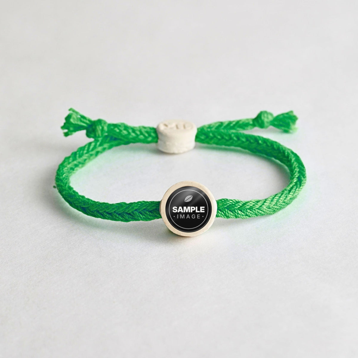 Tap-to-Phone Bracelets on Bold Weave - Cream Clay Circle