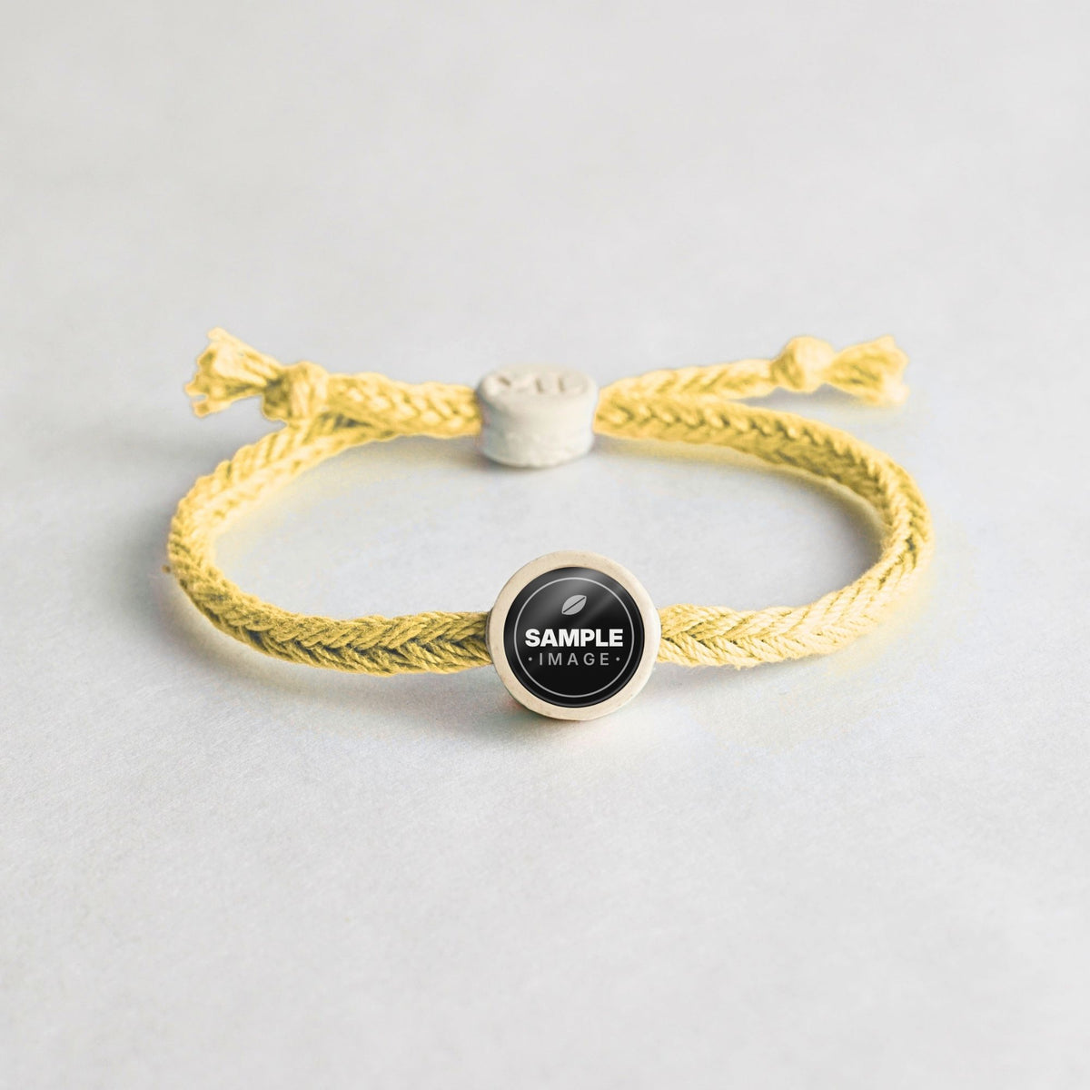 Tap-to-Phone Bracelets on Bold Weave - Cream Clay Circle