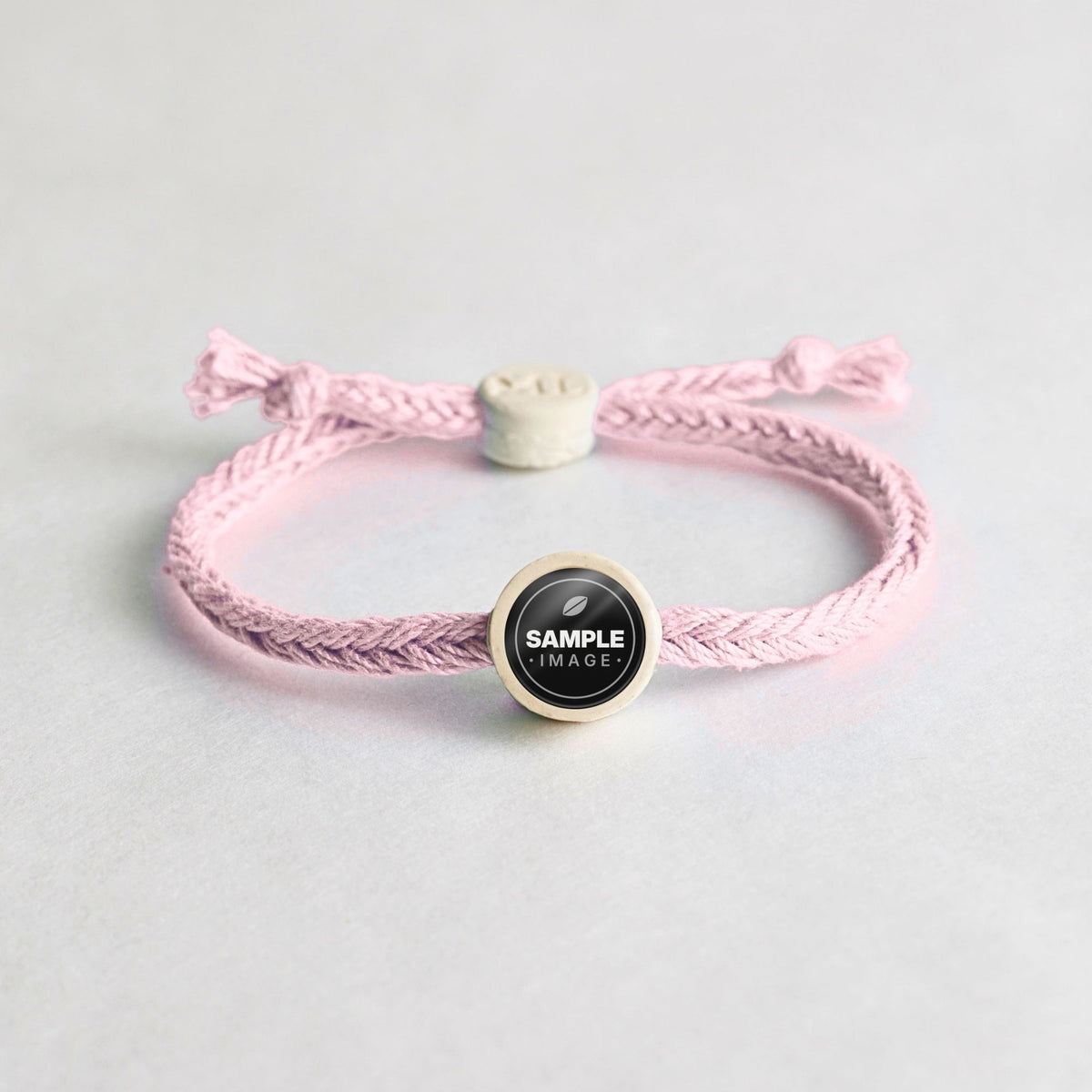 Tap-to-Phone Bracelets on Bold Weave - Cream Clay Circle