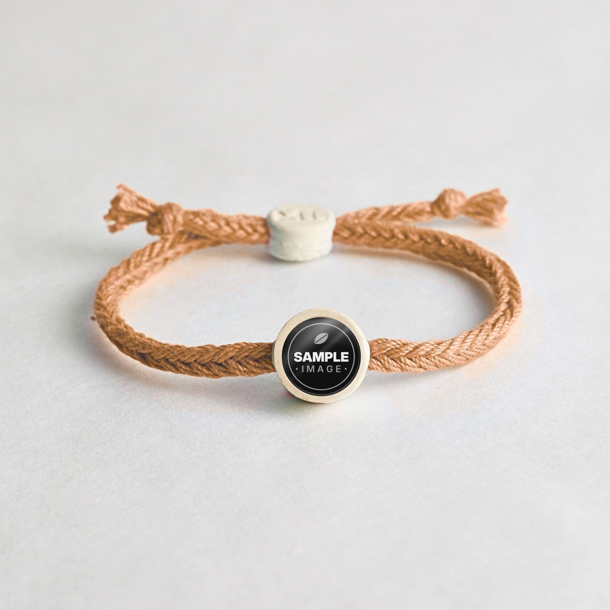 Tap-to-Phone Bracelets on Bold Weave - Cream Clay Circle