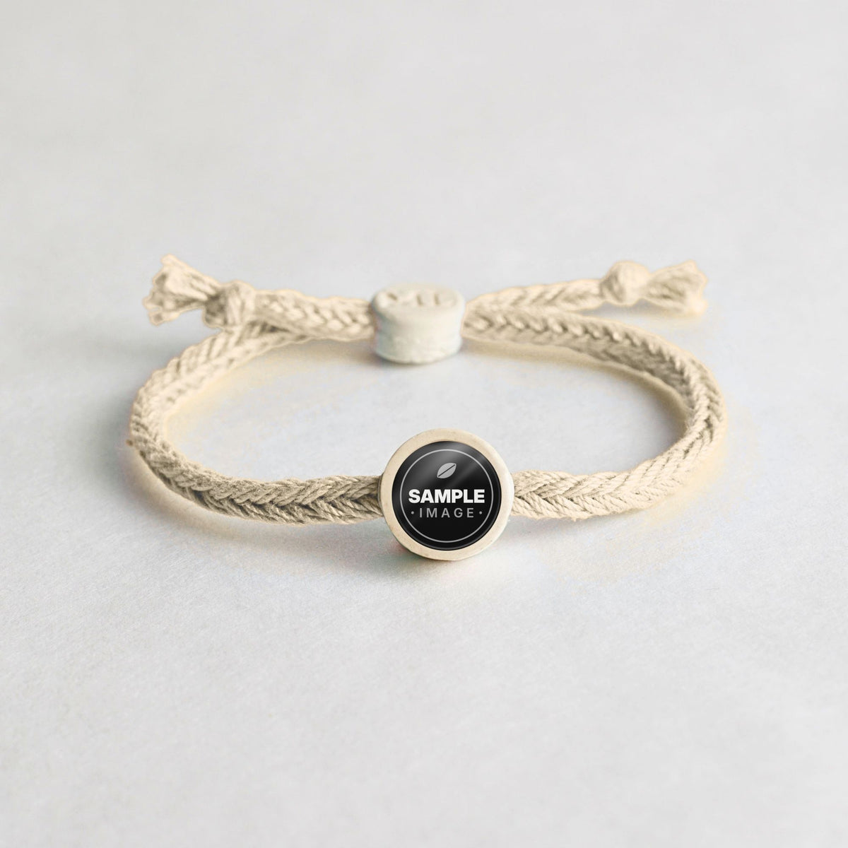 Tap-to-Phone Bracelets on Bold Weave - Cream Clay Circle