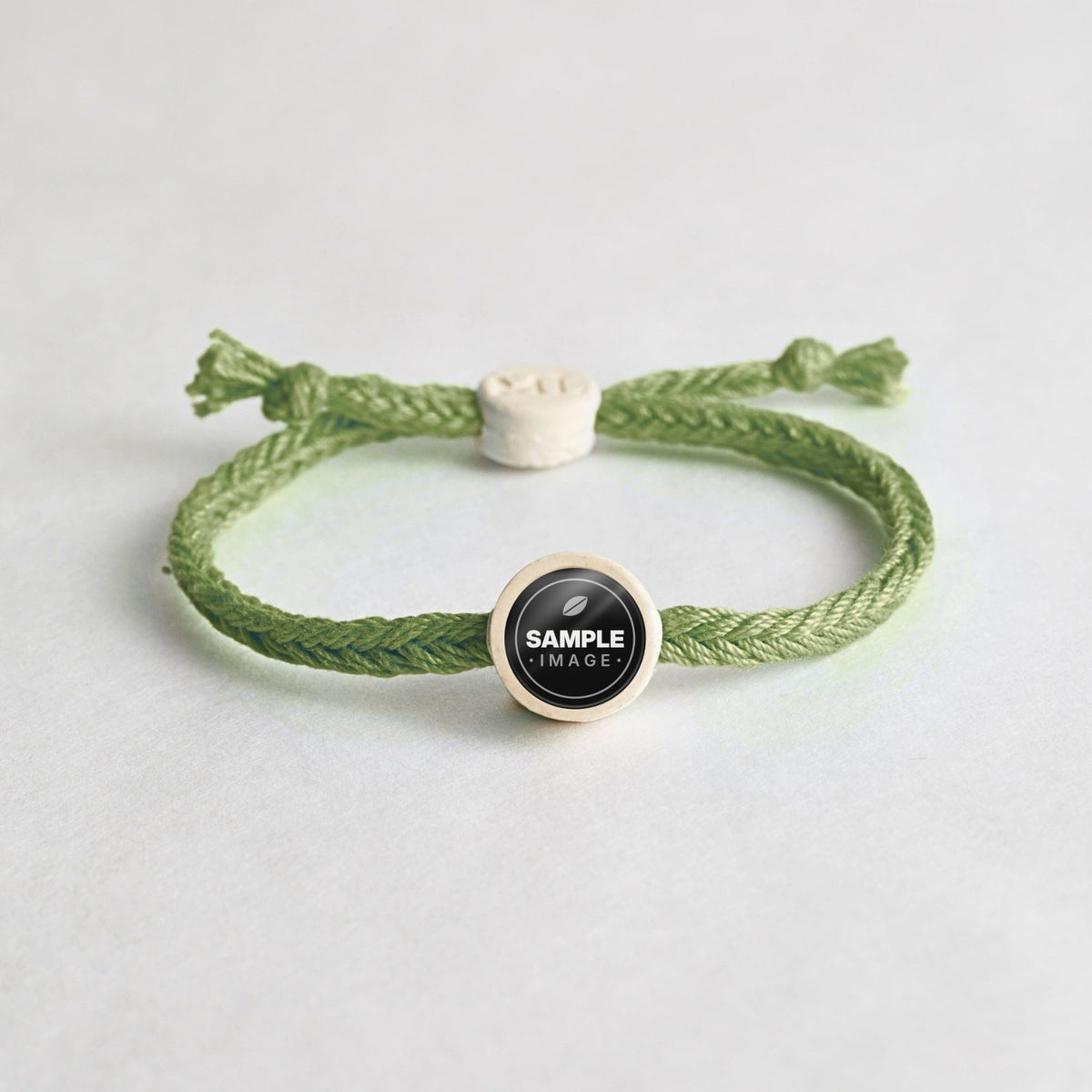 Tap-to-Phone Bracelets on Bold Weave - Cream Clay Circle