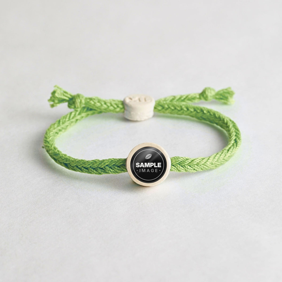Tap-to-Phone Bracelets on Bold Weave - Cream Clay Circle