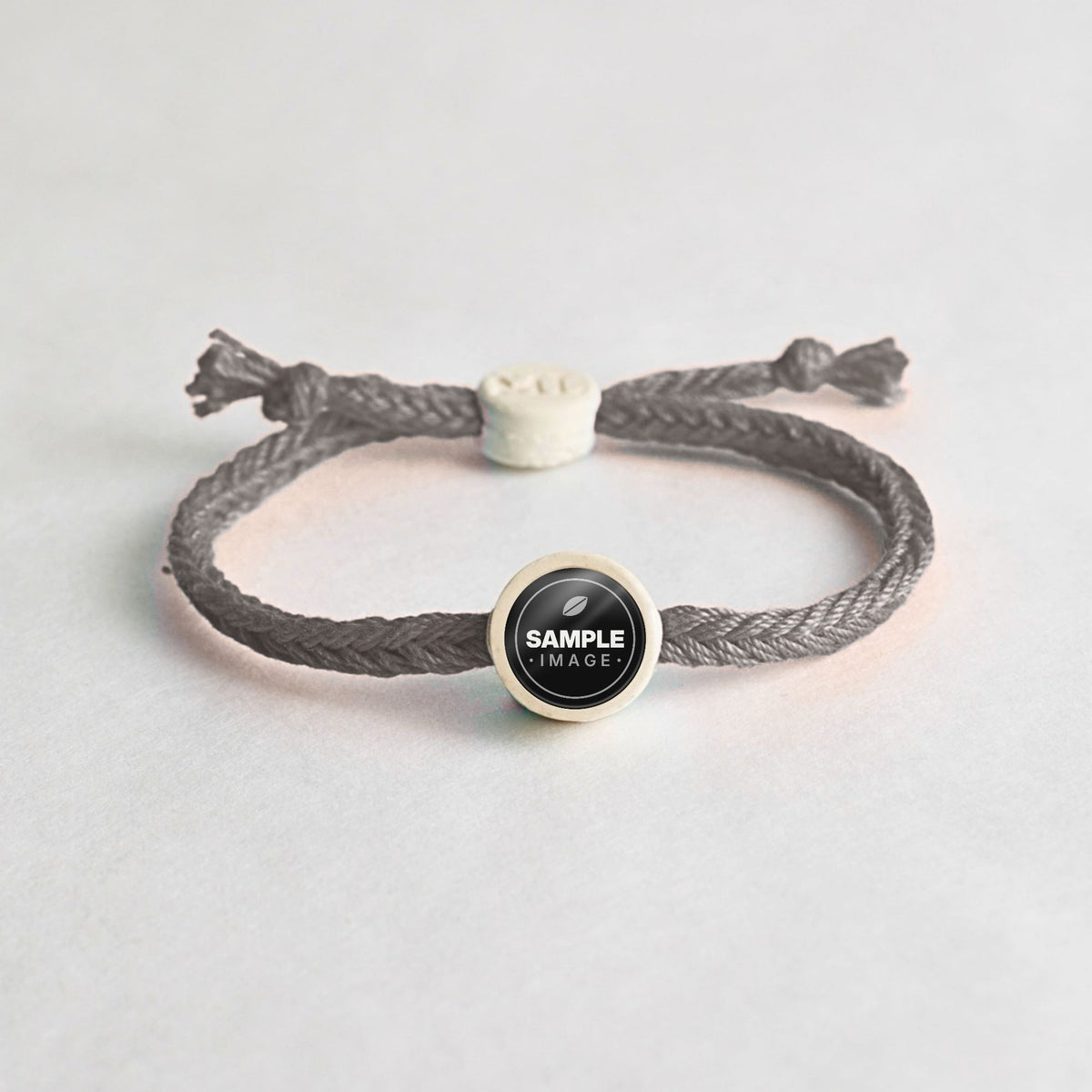 Tap-to-Phone Bracelets on Bold Weave - Cream Clay Circle