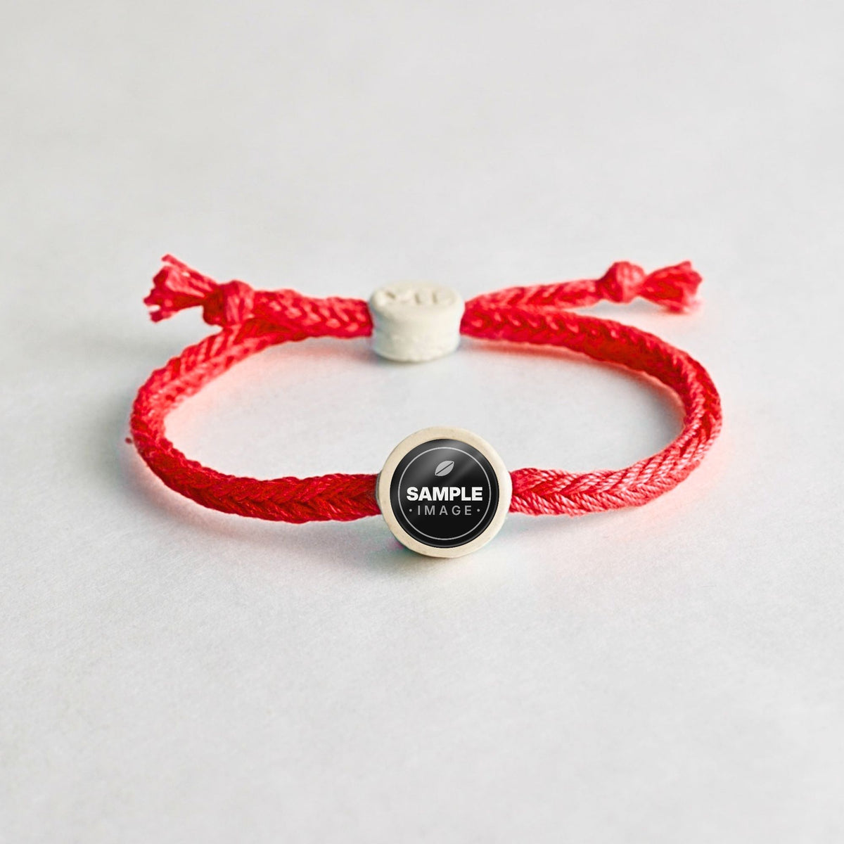 Tap-to-Phone Bracelets on Bold Weave - Cream Clay Circle
