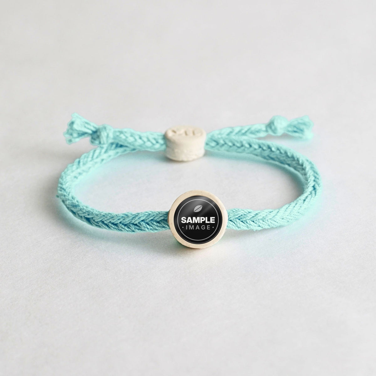 Tap-to-Phone Bracelets on Bold Weave - Cream Clay Circle