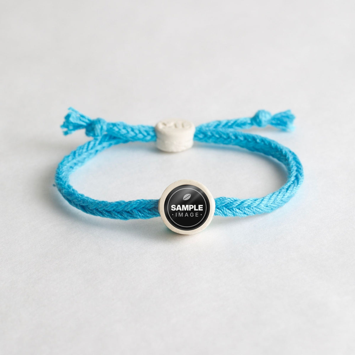 Tap-to-Phone Bracelets on Bold Weave - Cream Clay Circle