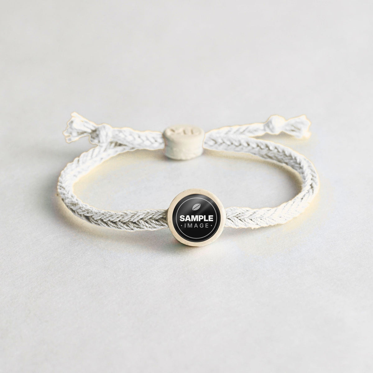 Tap-to-Phone Bracelets on Bold Weave - Cream Clay Circle