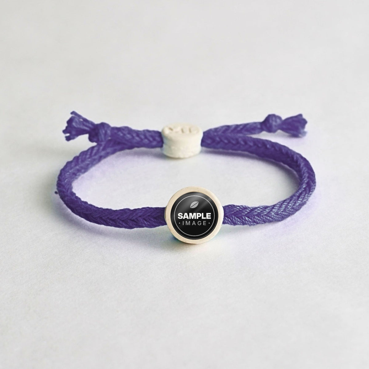 Tap-to-Phone Bracelets on Bold Weave - Cream Clay Circle