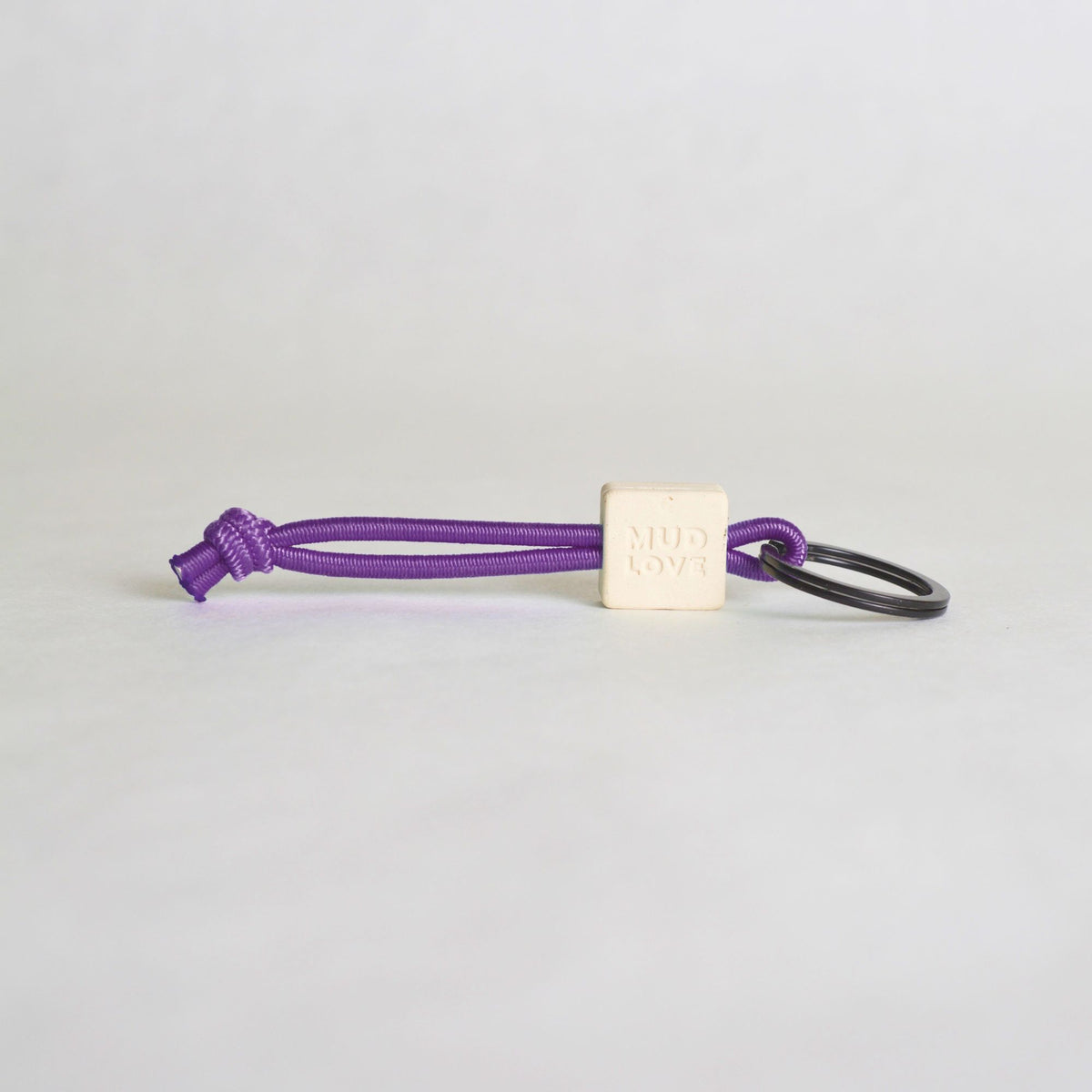 Tap-to-Phone Keychains on Active Bungee - Cream Clay Square
