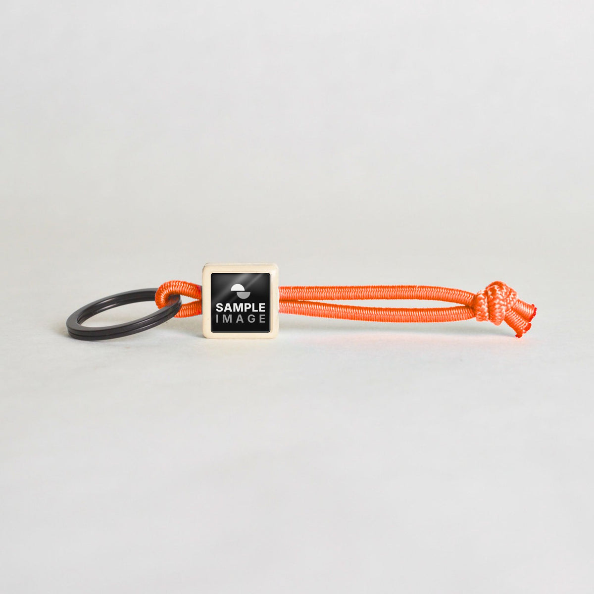 Tap-to-Phone Keychains on Active Bungee - Cream Clay Square