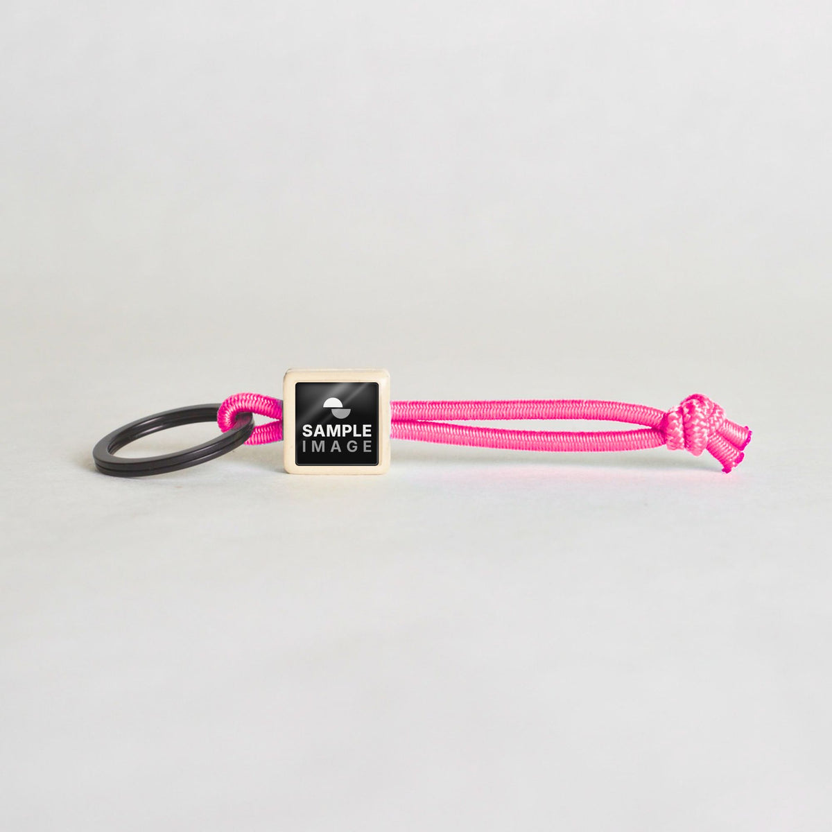 Tap-to-Phone Keychains on Active Bungee - Cream Clay Square