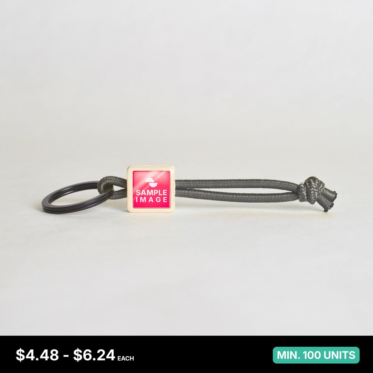 Tap-to-Phone Keychains on Active Bungee - Cream Clay Square