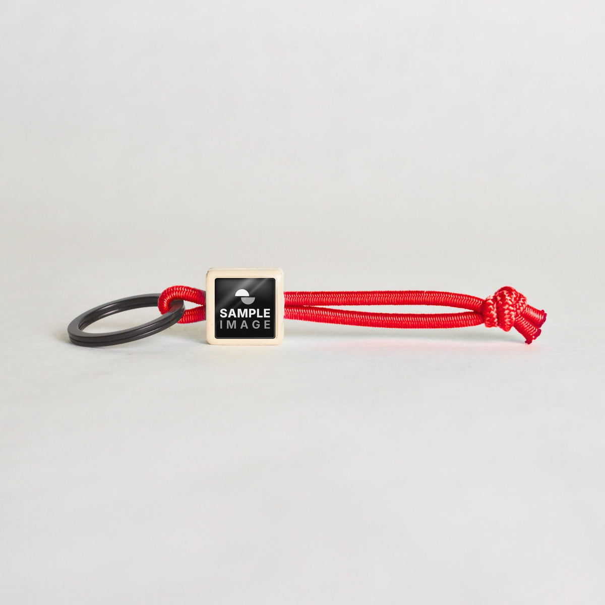 Tap-to-Phone Keychains on Active Bungee - Cream Clay Square