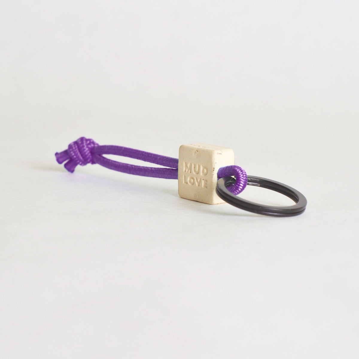 Tap-to-Phone Keychains on Active Bungee - Cream Clay Square