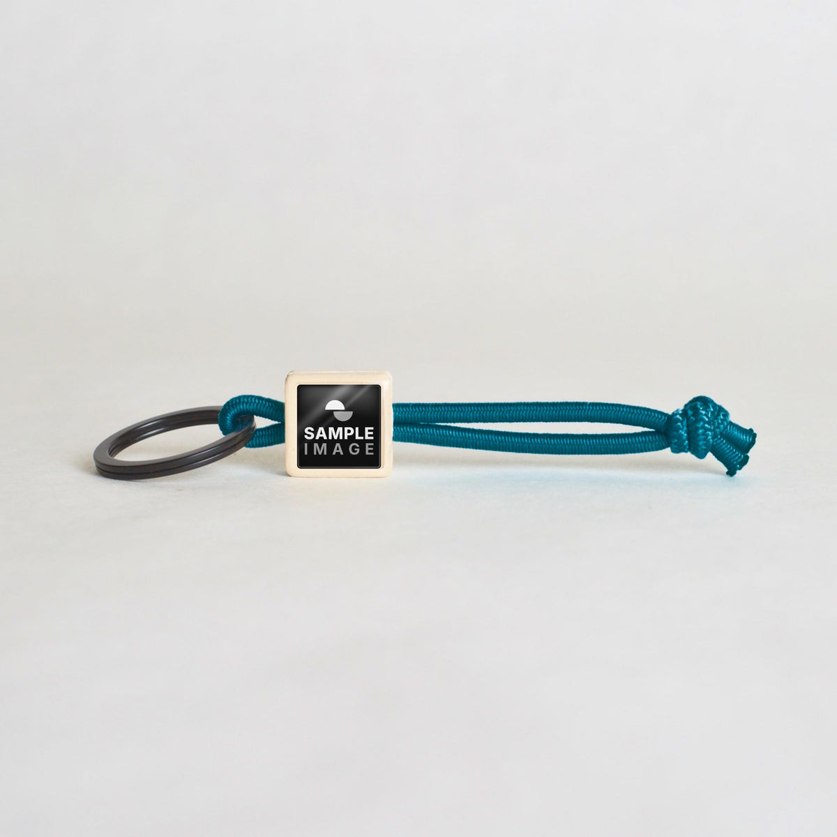 Tap-to-Phone Keychains on Active Bungee - Cream Clay Square