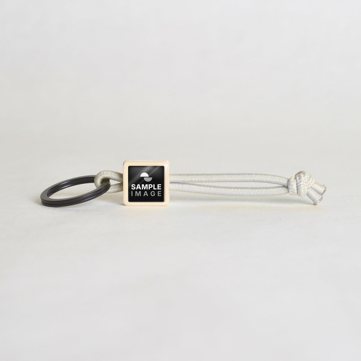 Tap-to-Phone Keychains on Active Bungee - Cream Clay Square