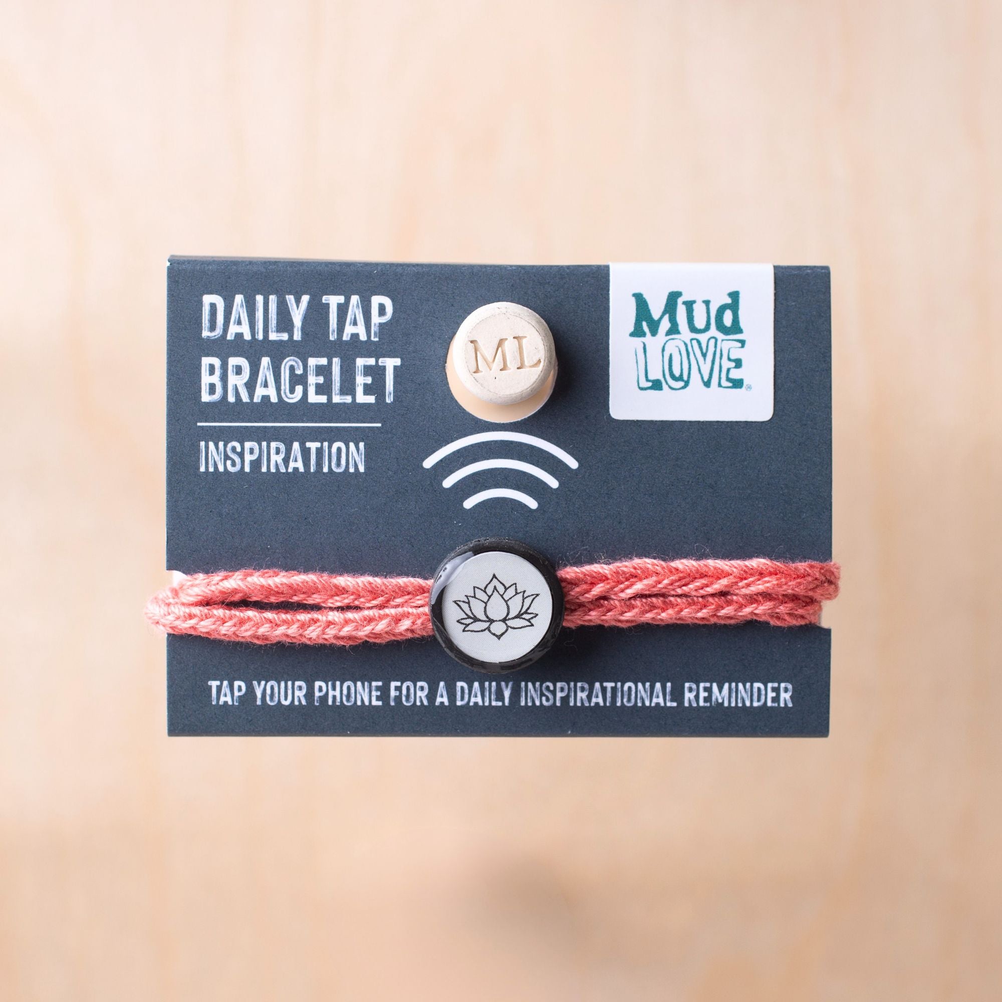 Daily Tap for Inspiration Beacon Bracelet - Lotus Flower - Woven Cord