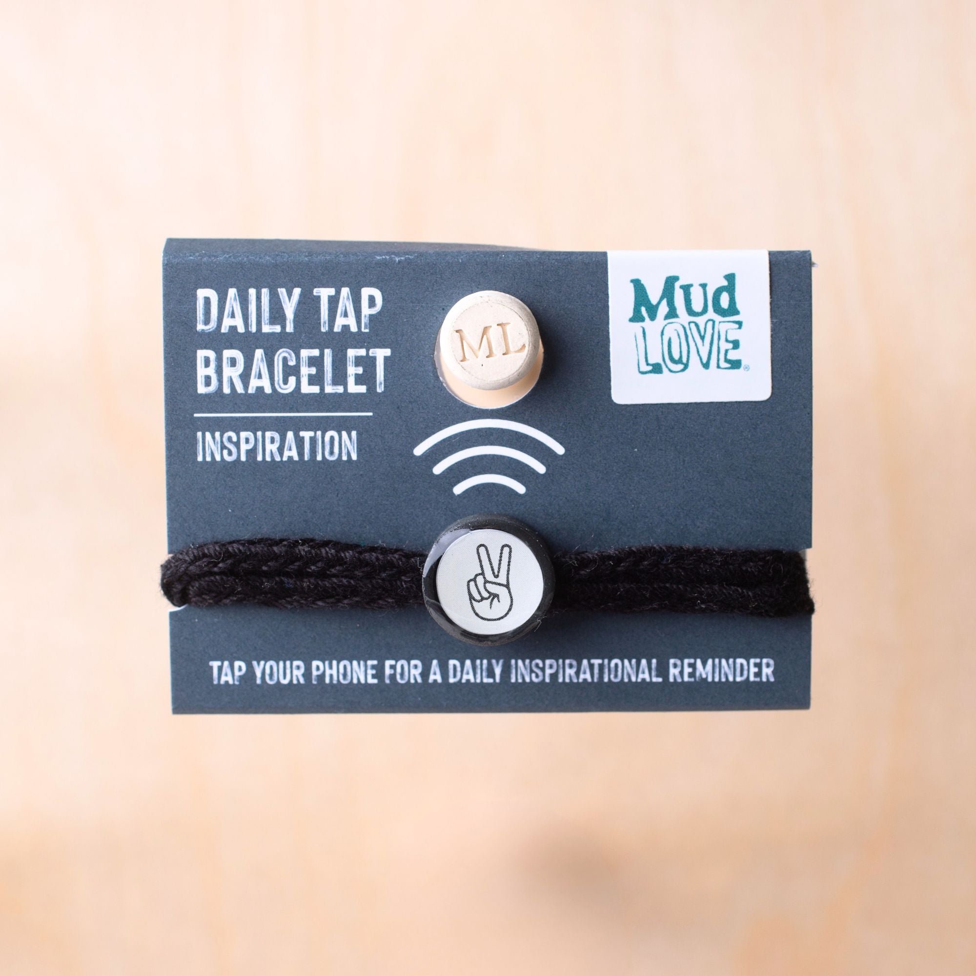 Daily Tap for Inspiration Beacon Bracelet - Peace Sign - Woven Cord